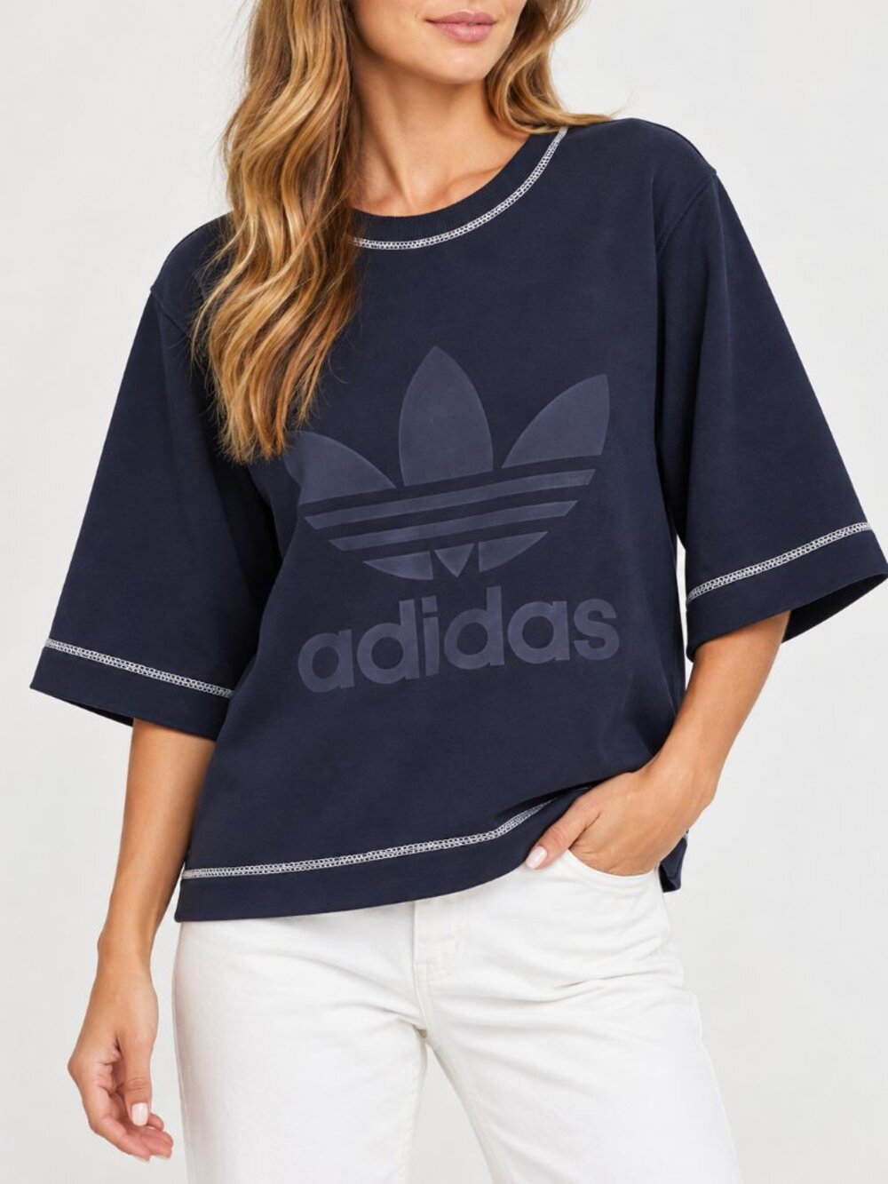 Adidas BR9366 Reversible Futuristic Sweatshirt Top Navy White Size Small